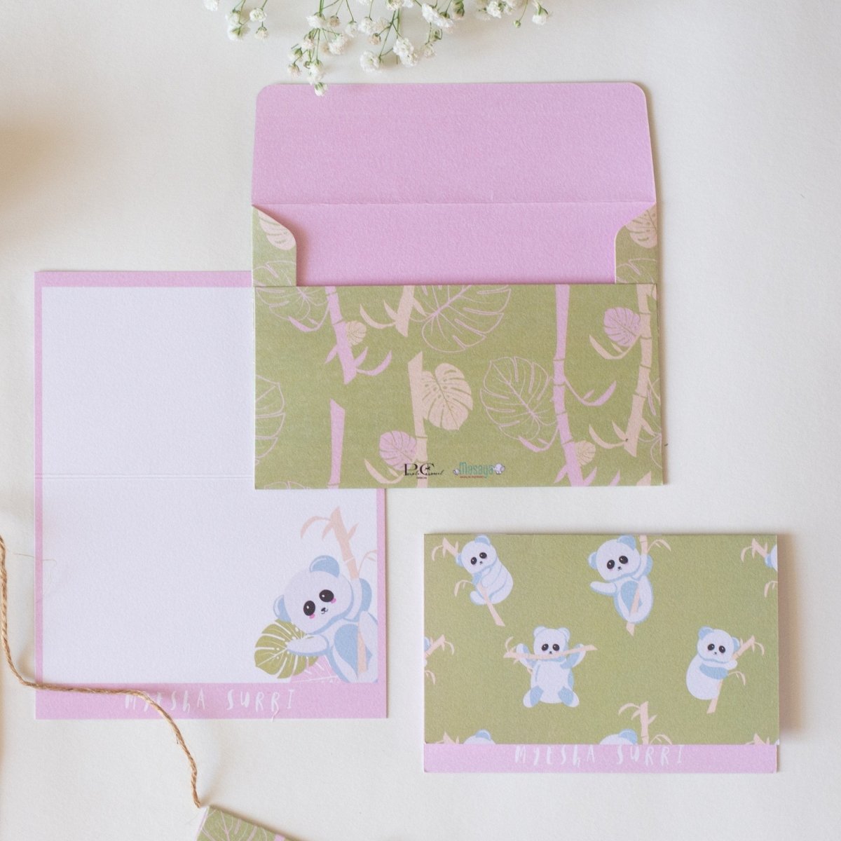 Foldable Gift Cards with Envelopes - K for Koala | Pastel | 250 GSM Paper