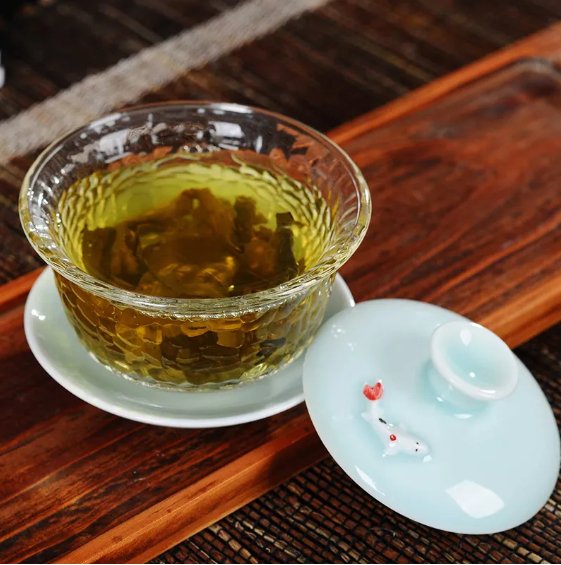 Gaiwan the Brewing Cup with Saucer & Lid- Green Transparent