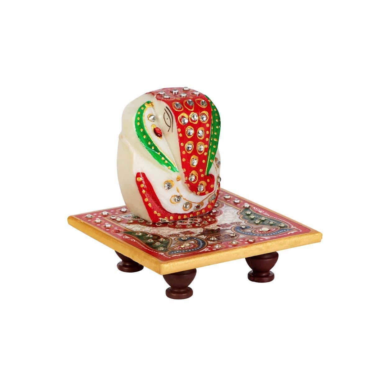 Ganesh Chowki Handicraft Marble Ganpati Idol