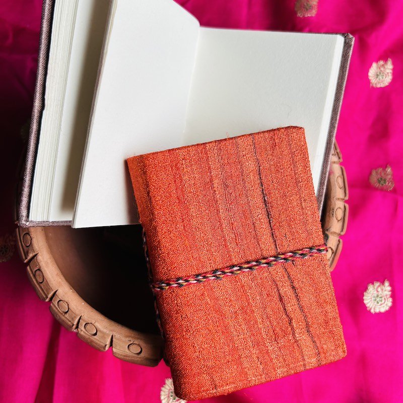 Gerua- Upcycled Handloom Fabric-Pocket Diary