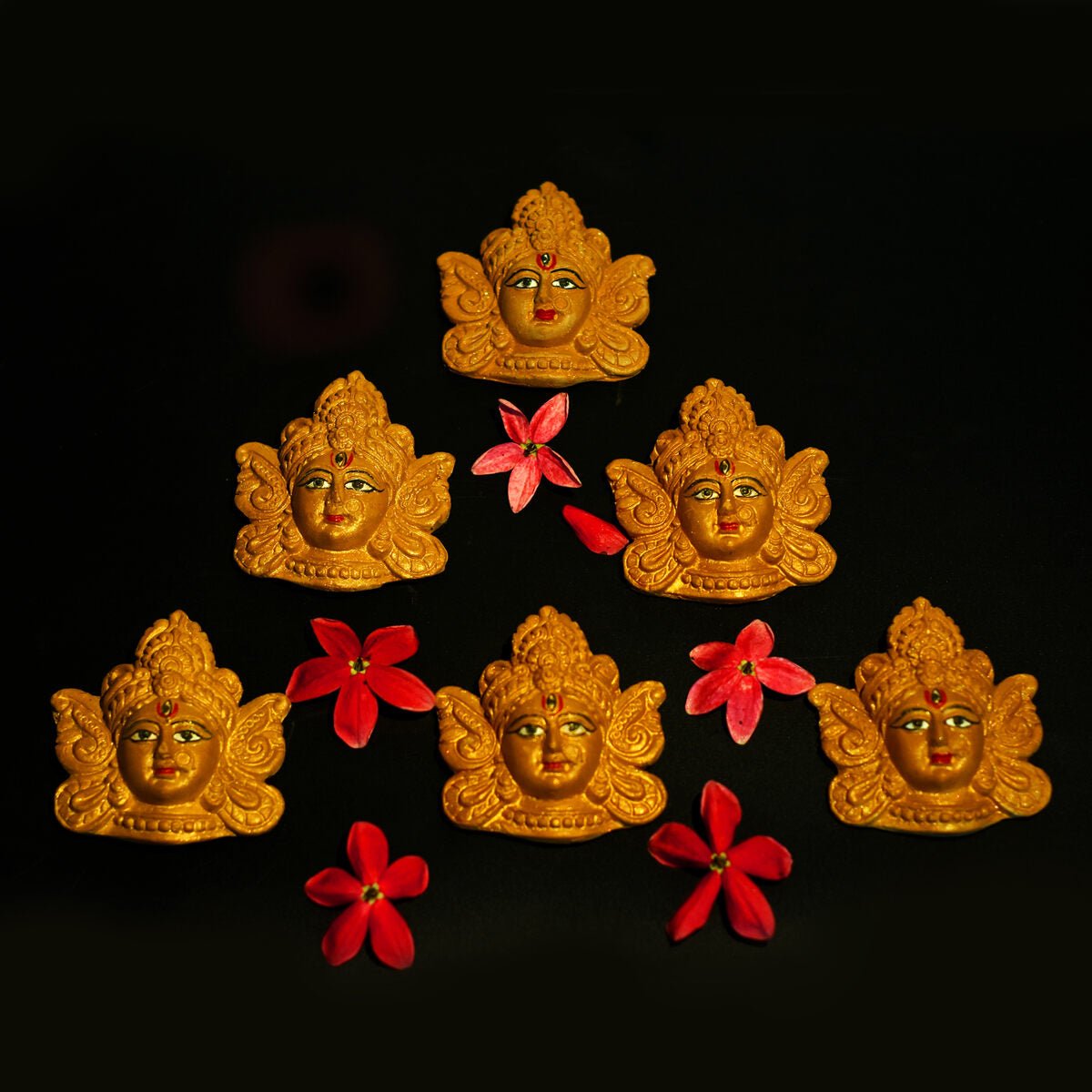 Gift for Kids - Face Idols of Goddess Durga: Set of 12 pcs