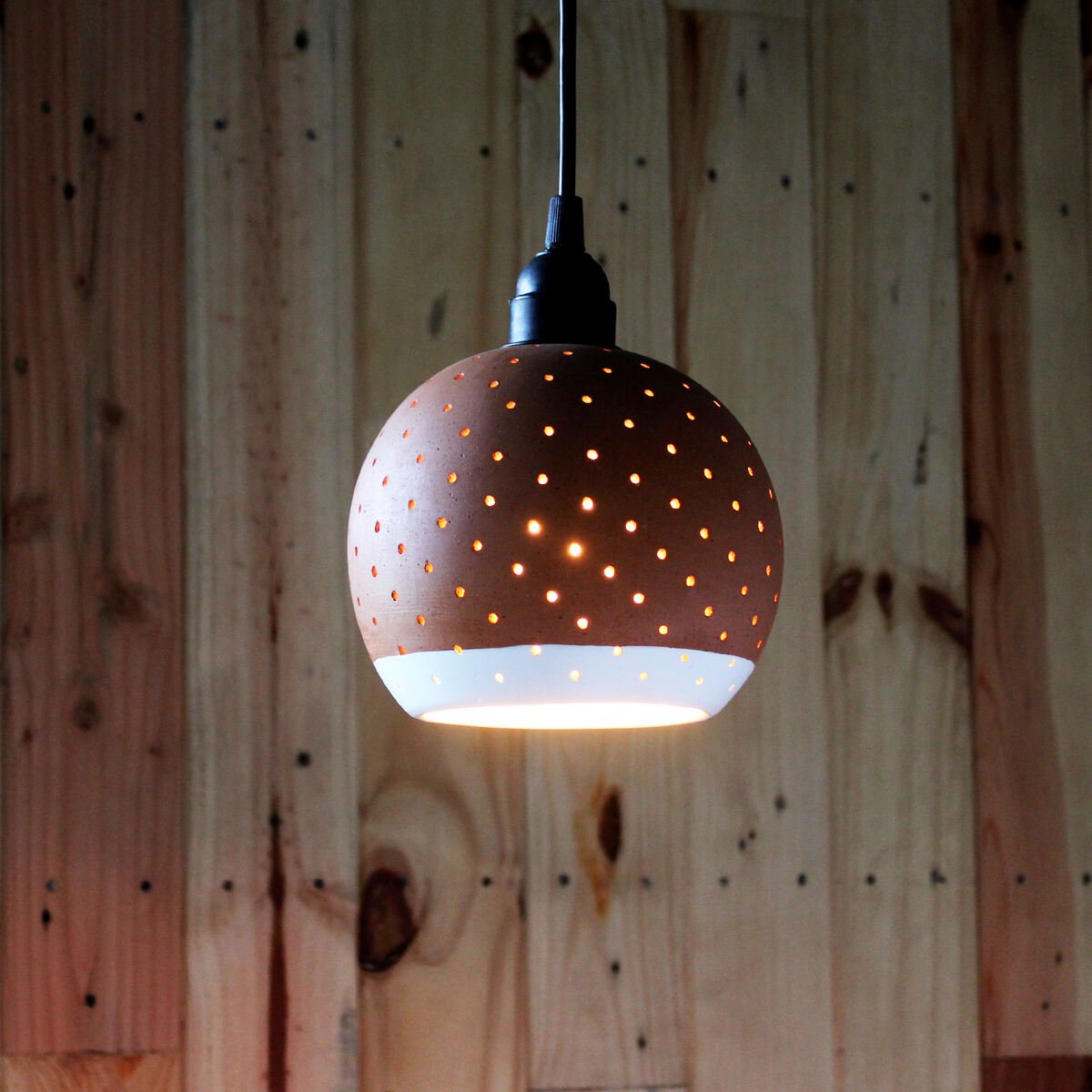 GLO-L with Border Handmade Terracotta Ceiling Light