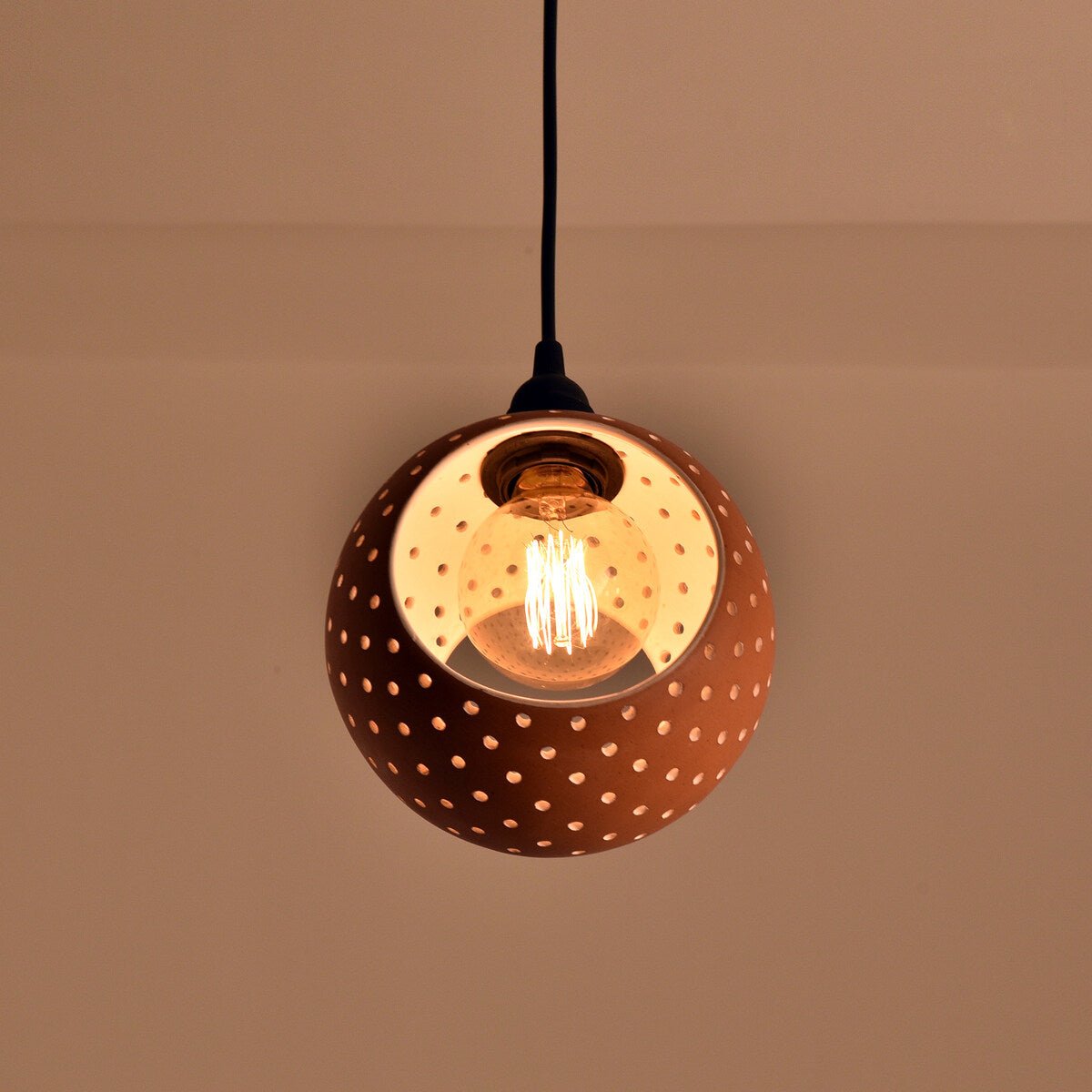 GLO XL 2 Slice Handmade Terracotta Ceiling Light