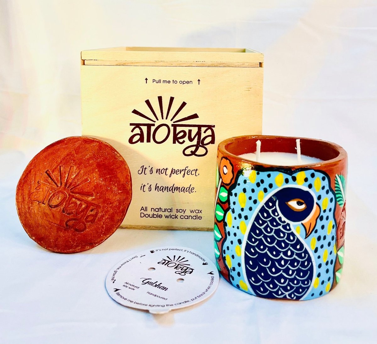 Gulshan Scented Soy Wax Candle | Folk art on Terracotta Jar