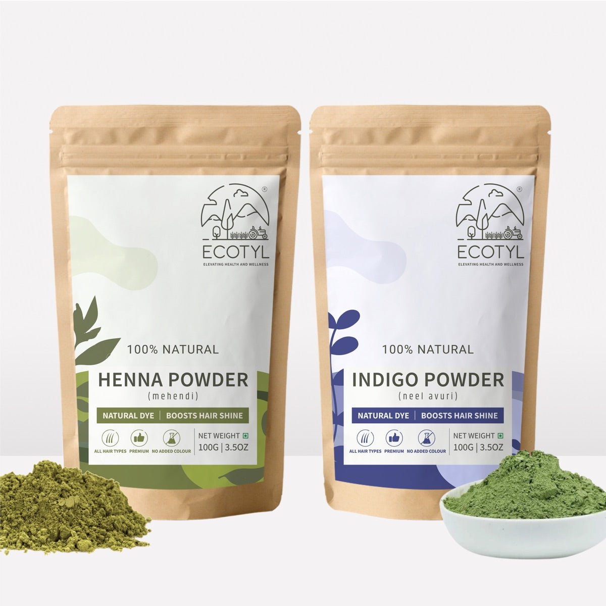 Hair Colour Combo- Henna Powder and Indigo Powder- 100g Each