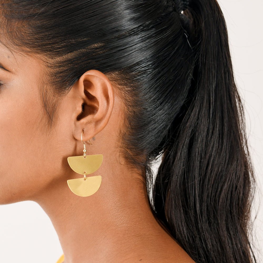 Half Circle Brass Earrings