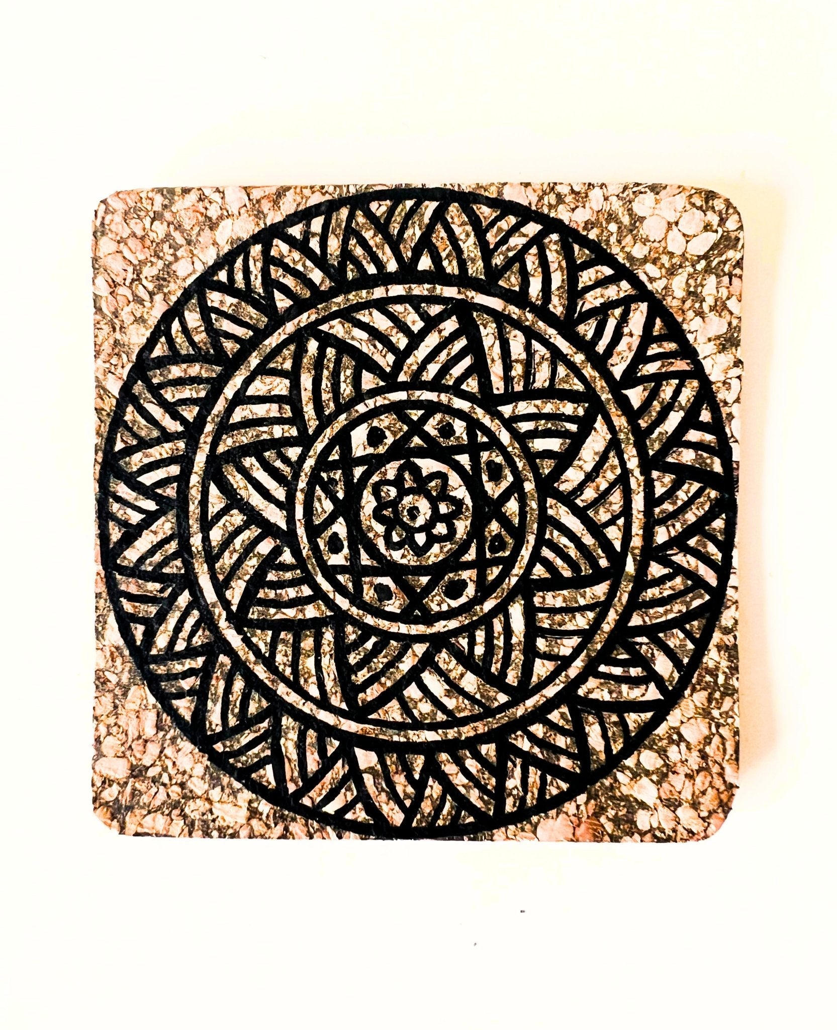 Hand Painted Cork Coasters- Black Colour