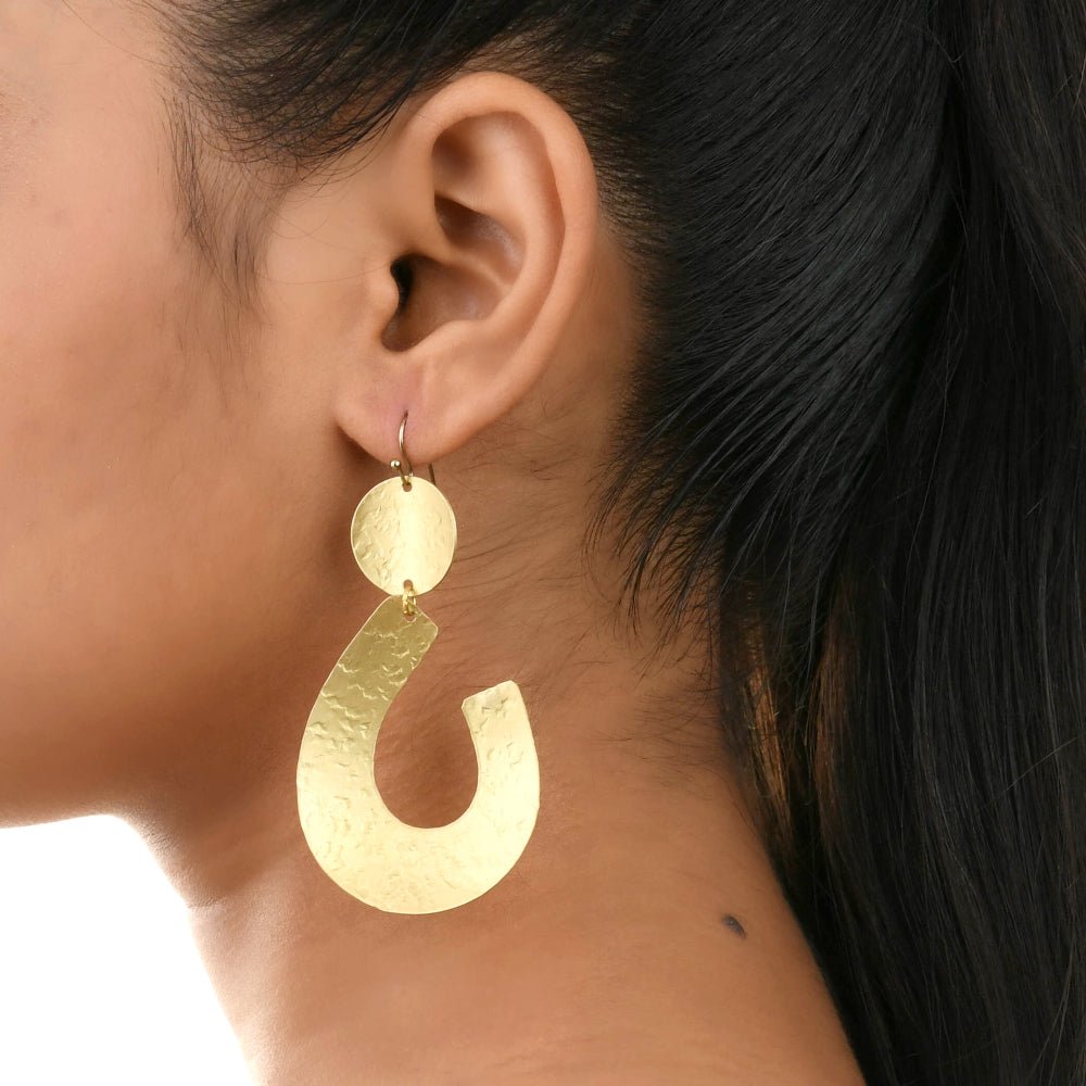 Handcrafted Brass Abstract Textured Earring