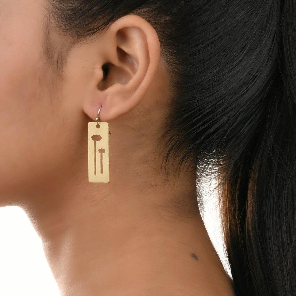 Handcrafted Brass Geometrical Design Earrings