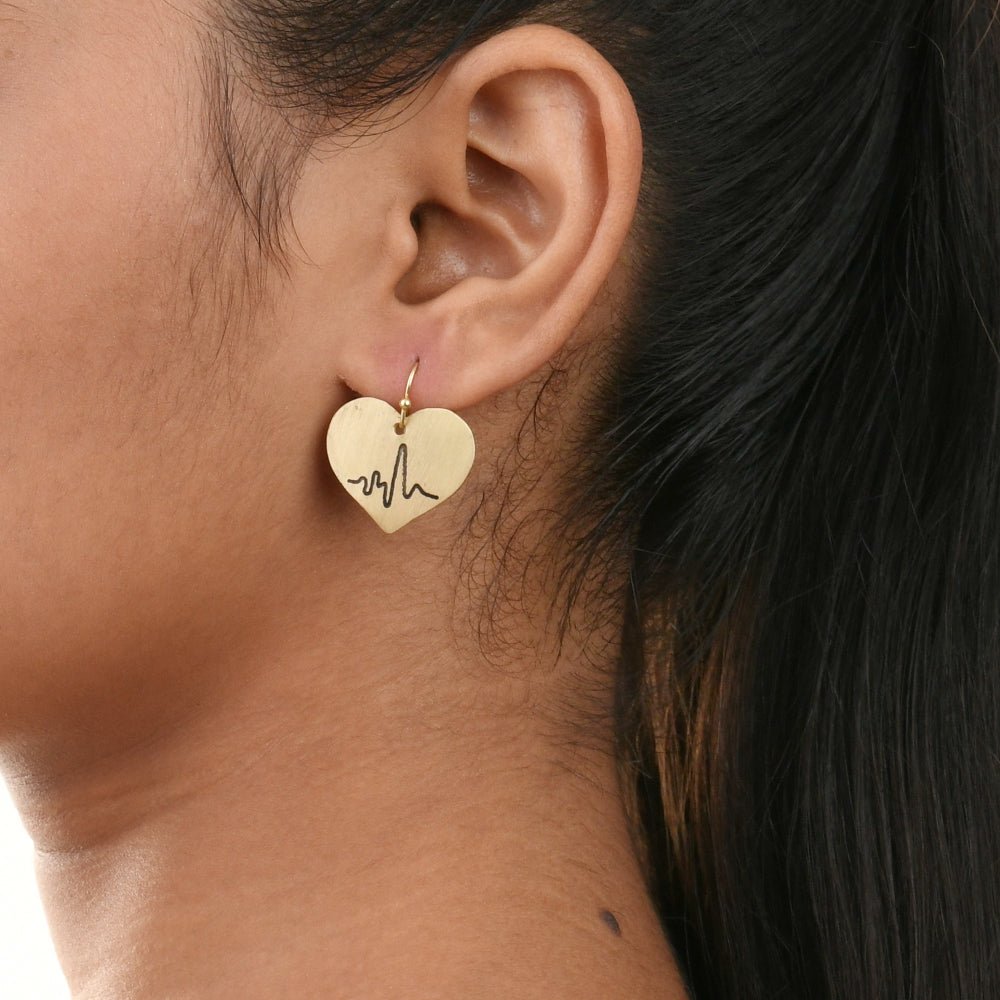 Handcrafted Brass Heart Shaped Earrings