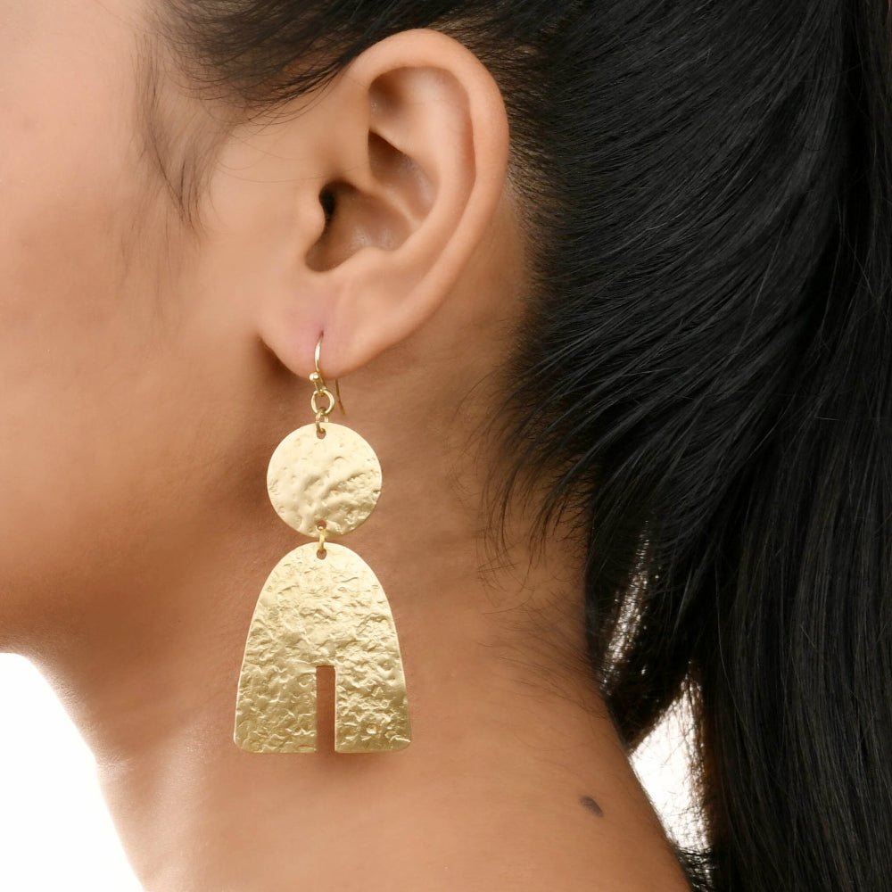 Handcrafted Brass Textured Earrings