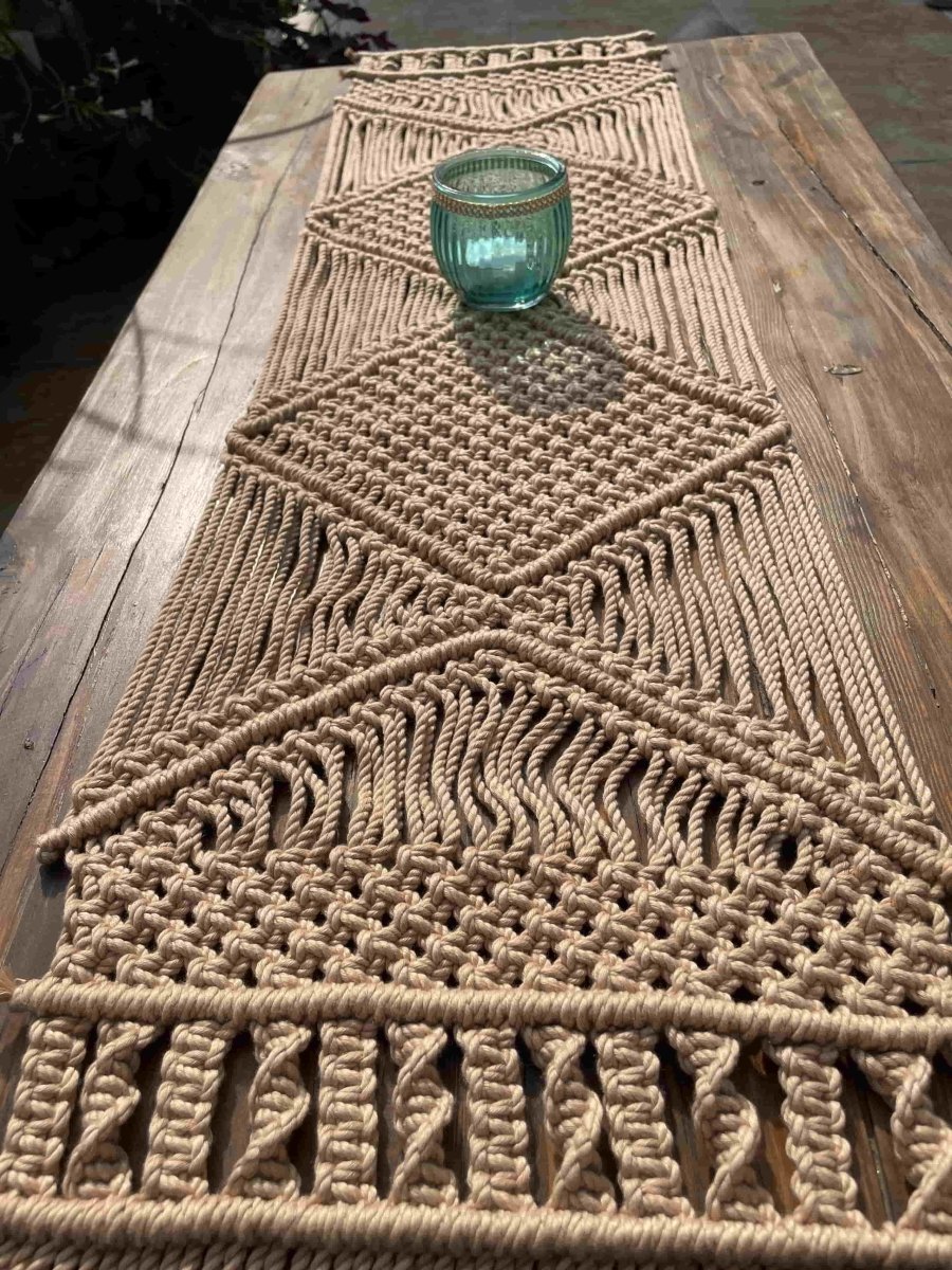 Handcrafted Natural Macrame Cotton Table Runner 3ft