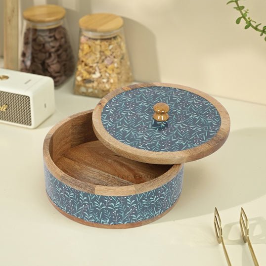 Handcrafted Teal Whispers Curl Vintage Roti Box