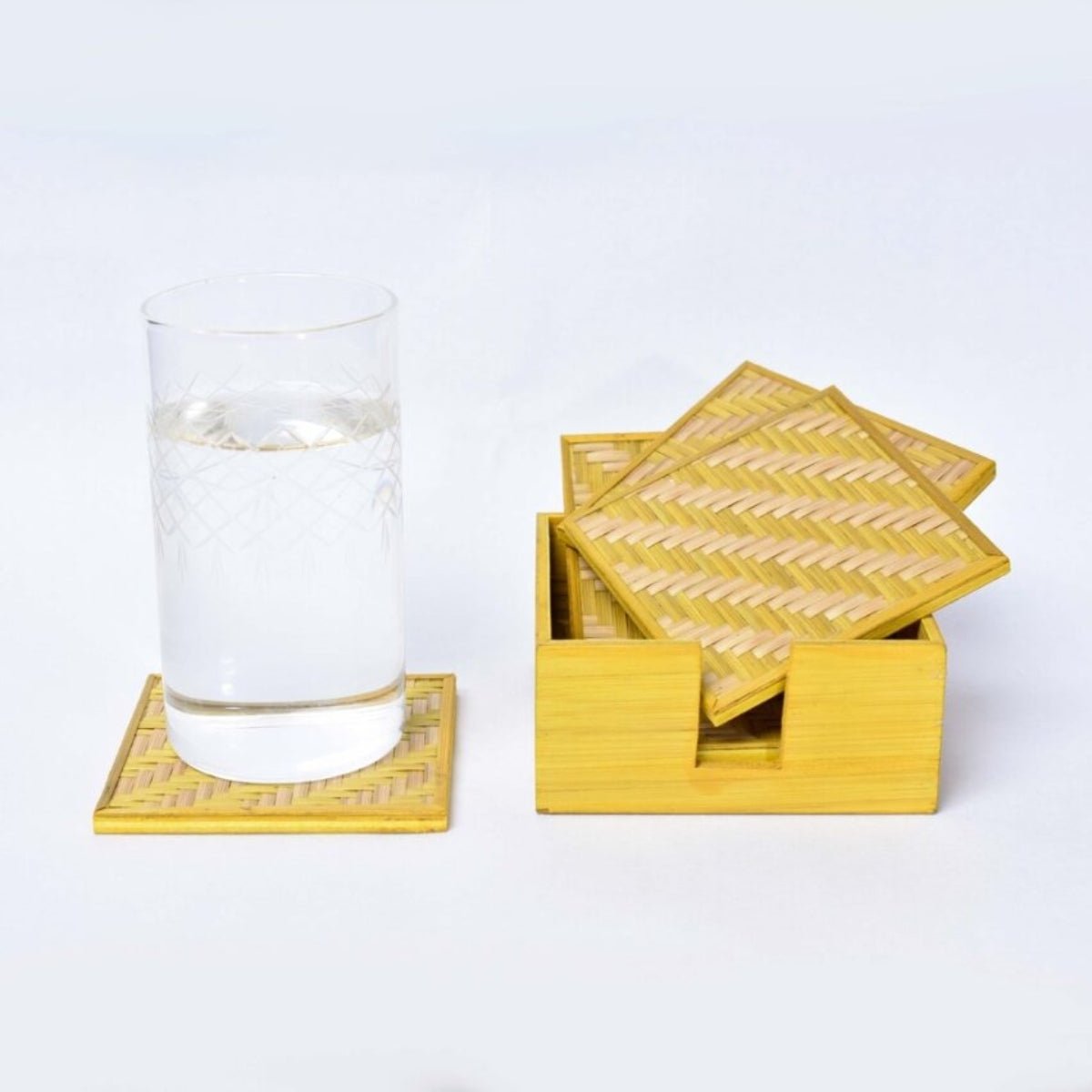 Handmade Bamboo Coasters - Yellow