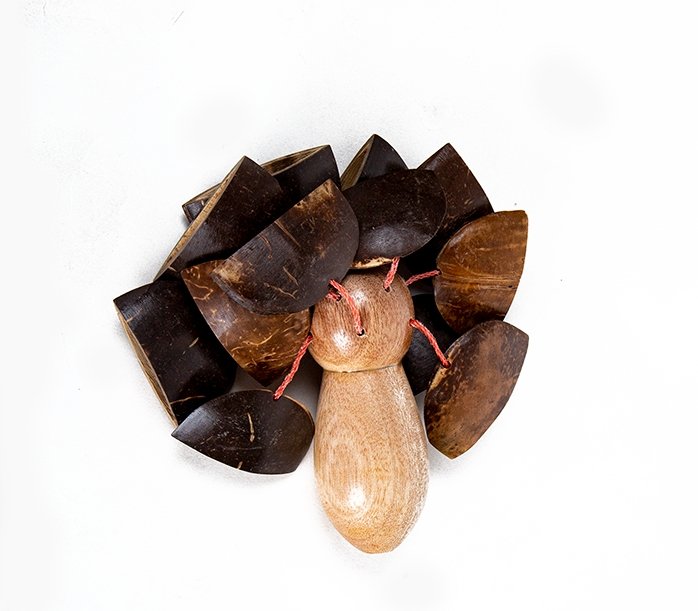 Handmade Coconut Rattle for percussion and sound healing