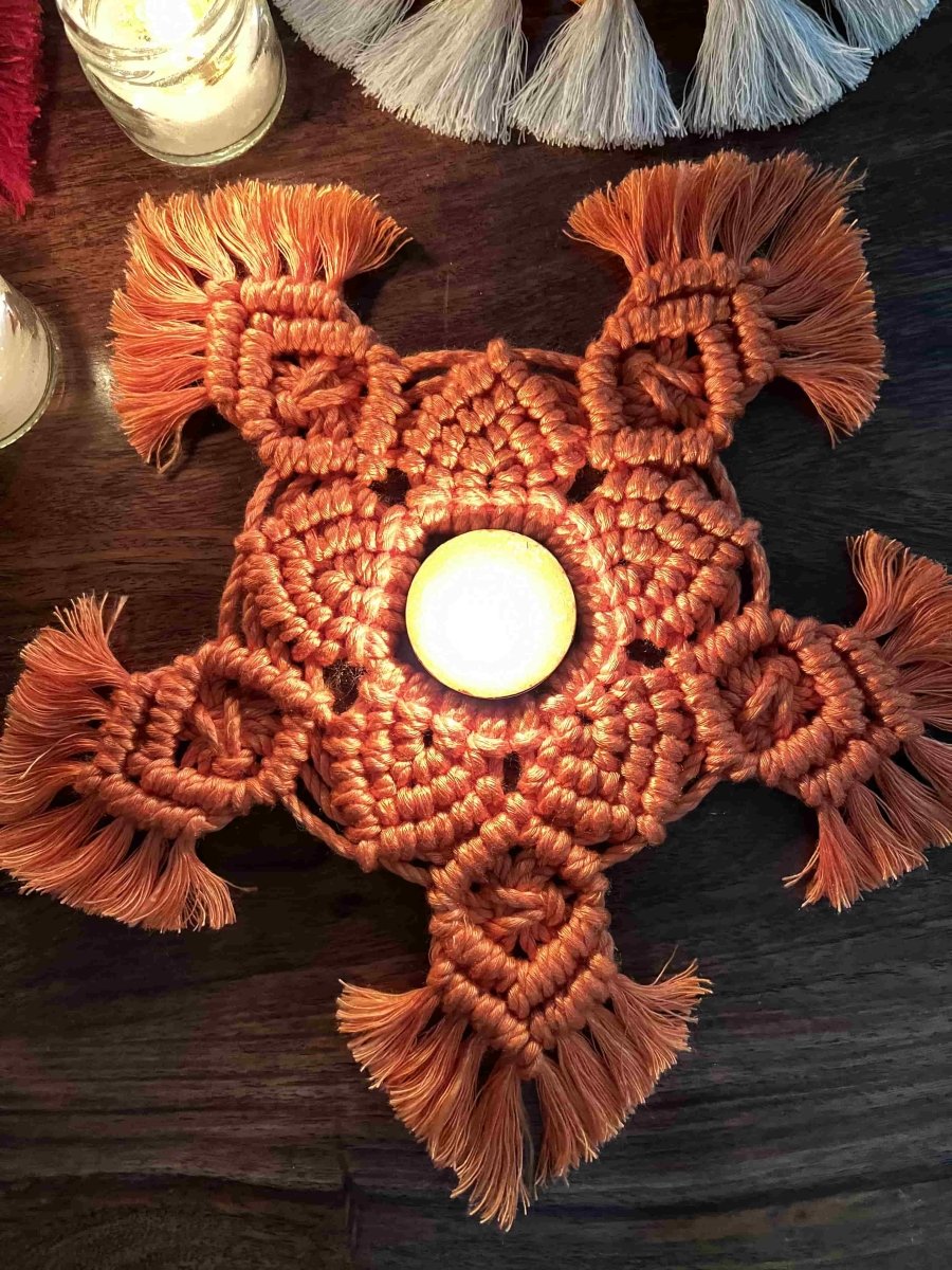 Handmade Festive Diya Coaster Santari Orange