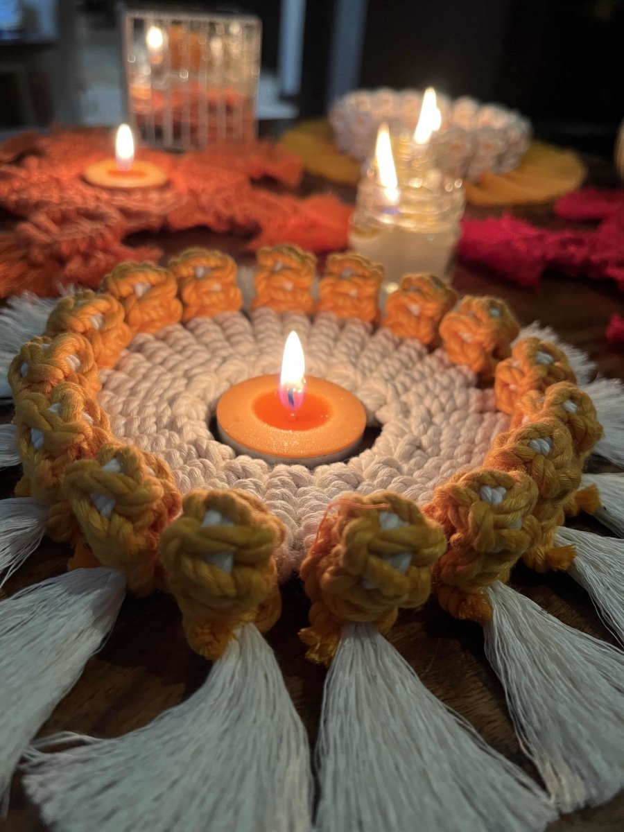 Handmade festive Diya Coaster Shvet Genda