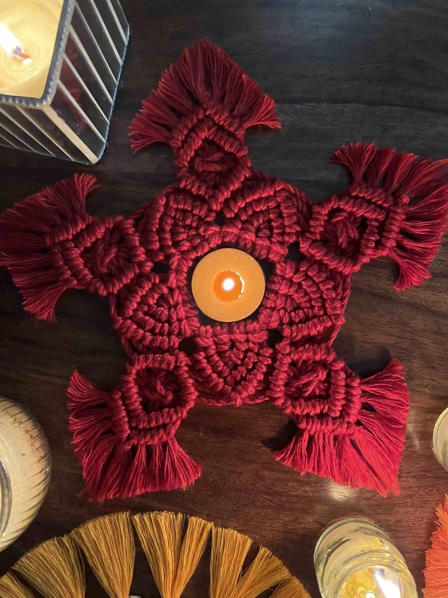 Handmade Festive Diya Coaster Sindoori Red