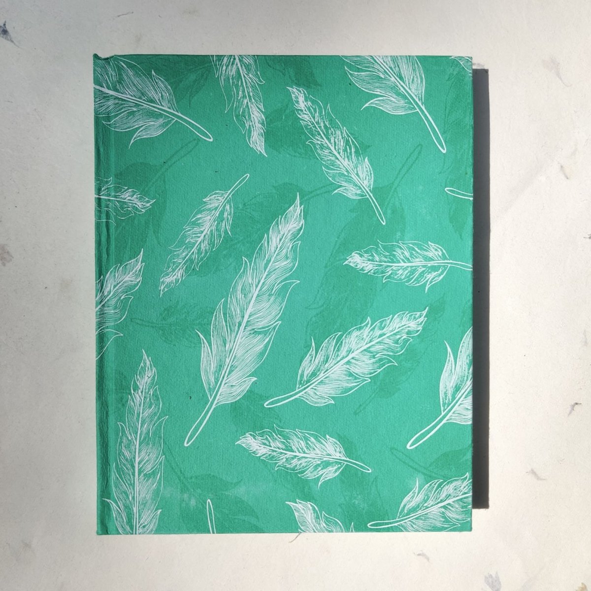 Handmade Paper Hardcover Notebook | Feathers