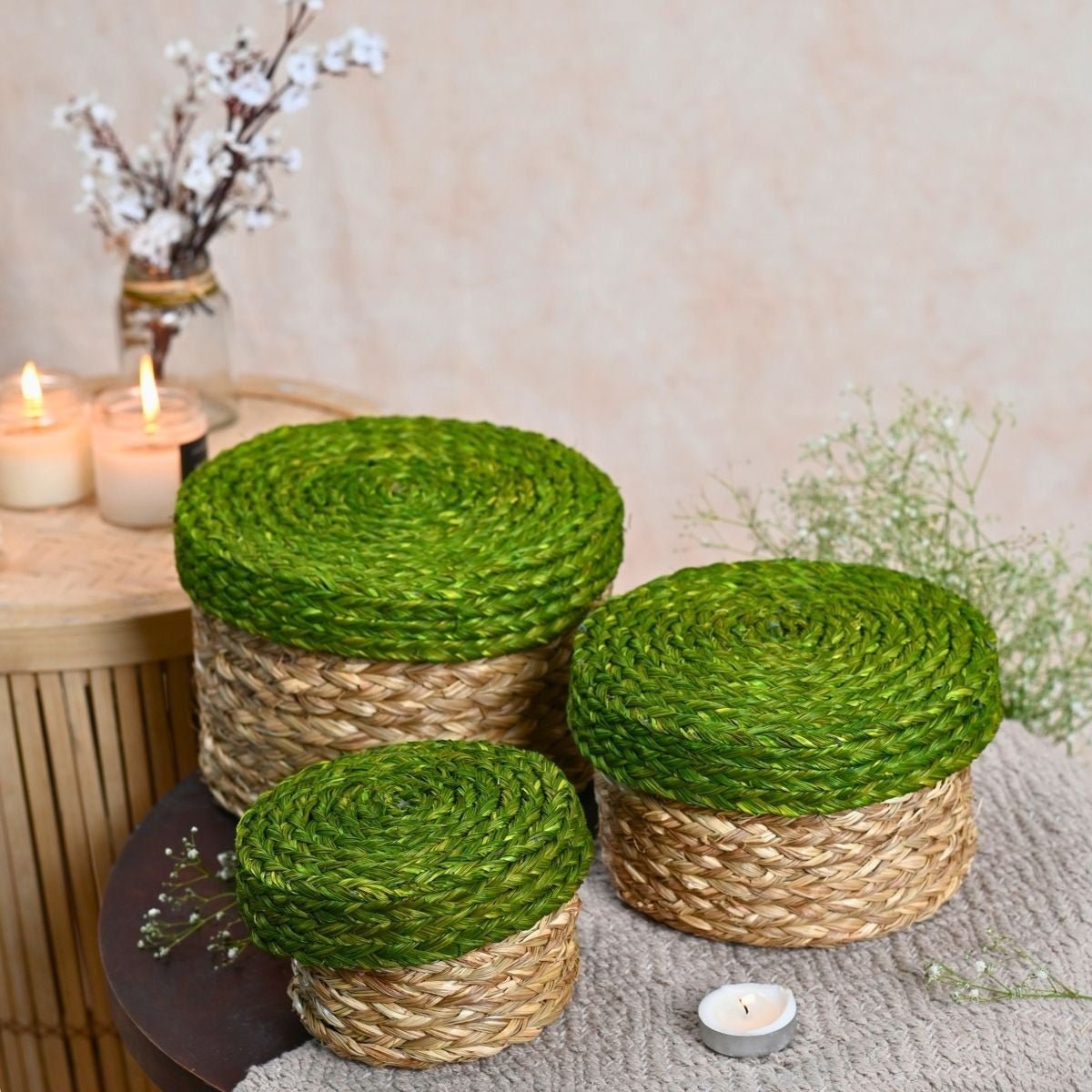 Handmade Sabai Gift Box- Green | Set of 3