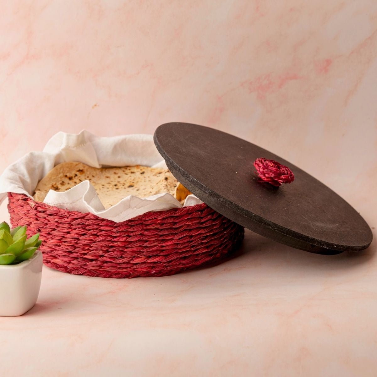 Handmade Sabai Grass Roti Box - Red