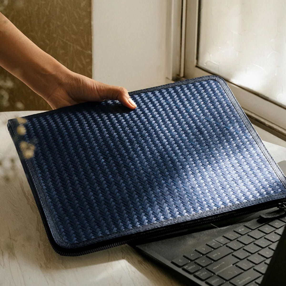 Handmade Sitalpati Laptop Sleeve - Blue