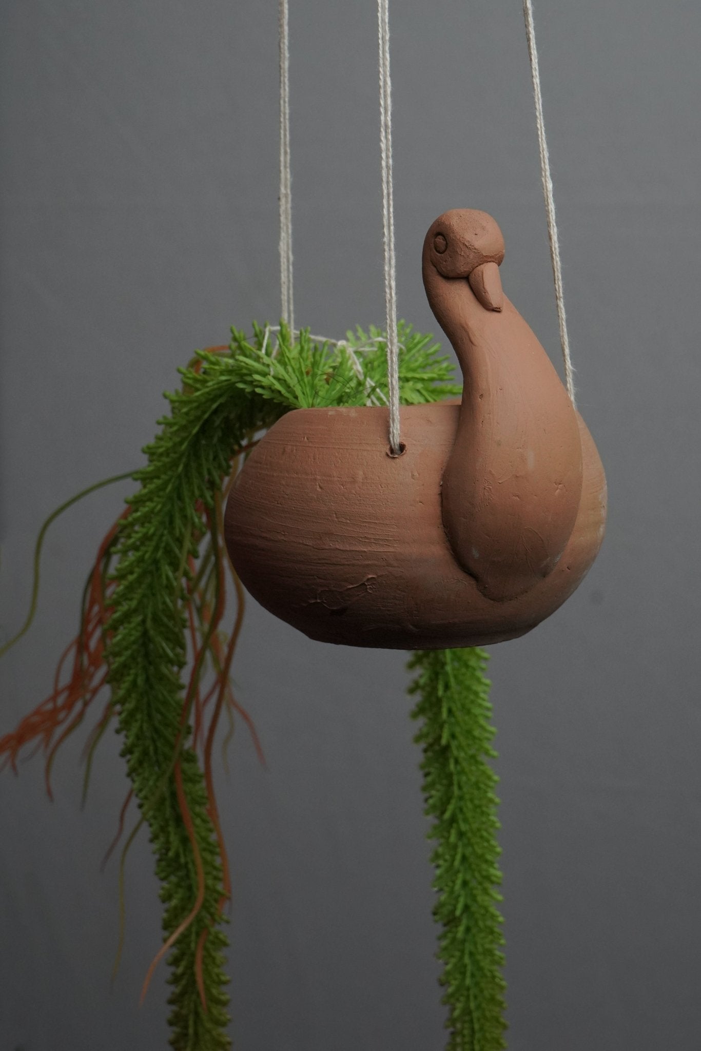 Handmade Terracotta Hanging Planter Duck