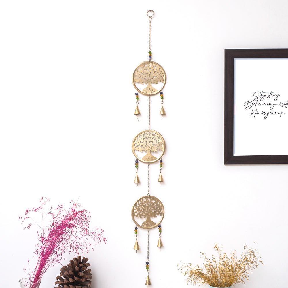 Handmade Three Step Brass Bell with Tree of Life Design