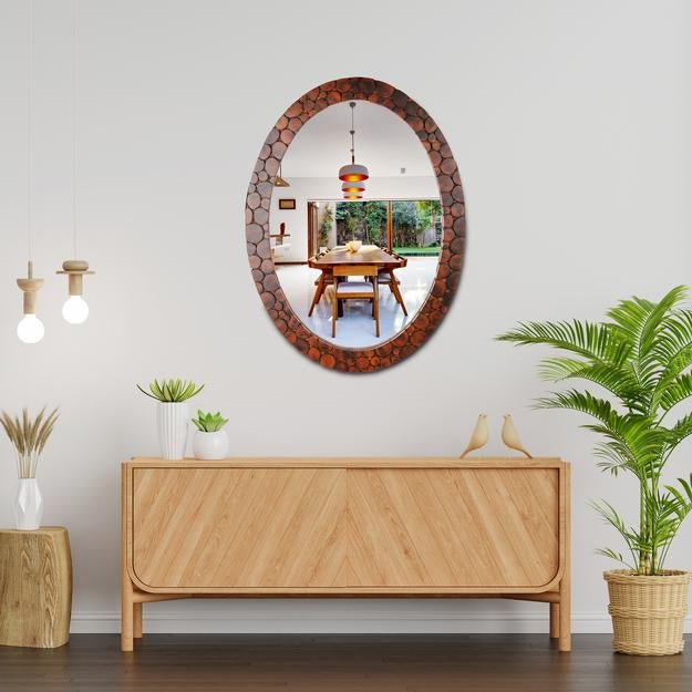 Handmade Wooden Wall Mounted Mirror with Antique Frame
