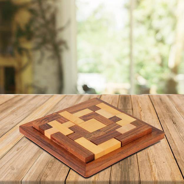 Handmade Wooden Jigsaw Puzzle for Kids- 6.4x6.4x0.7 Inches