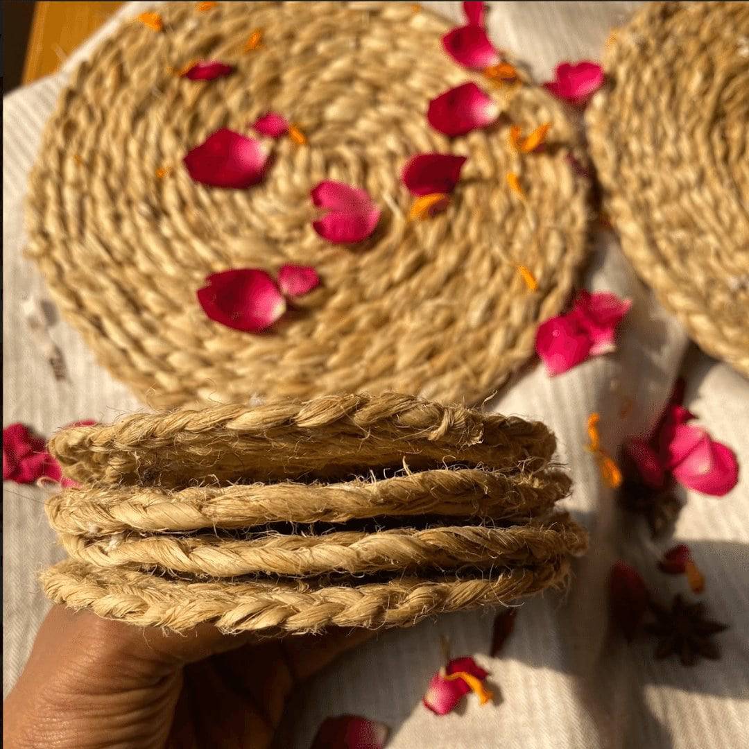 Handwoven Bhimal Coaster Set - Dining Essential