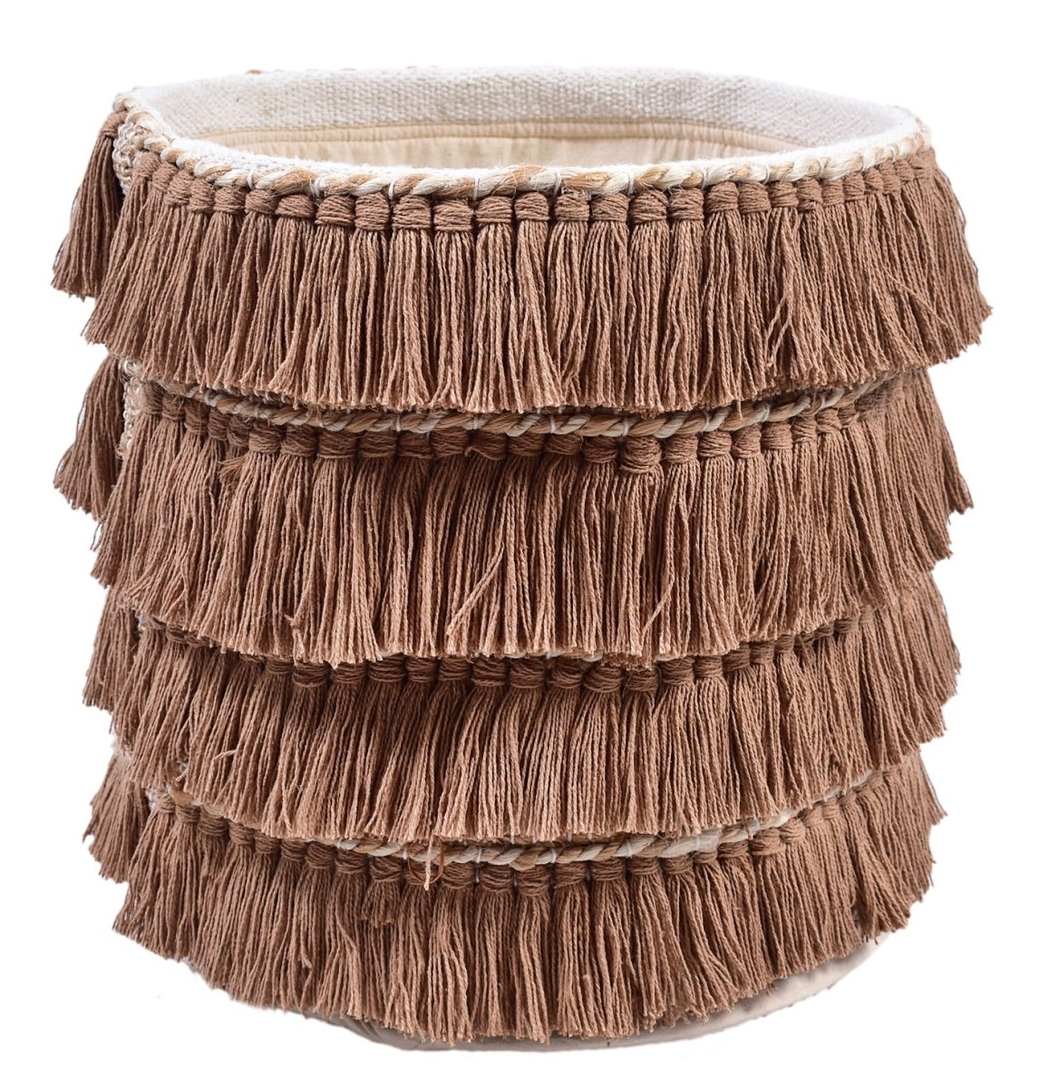 Harmony Fringe Jute and Cotton Basket