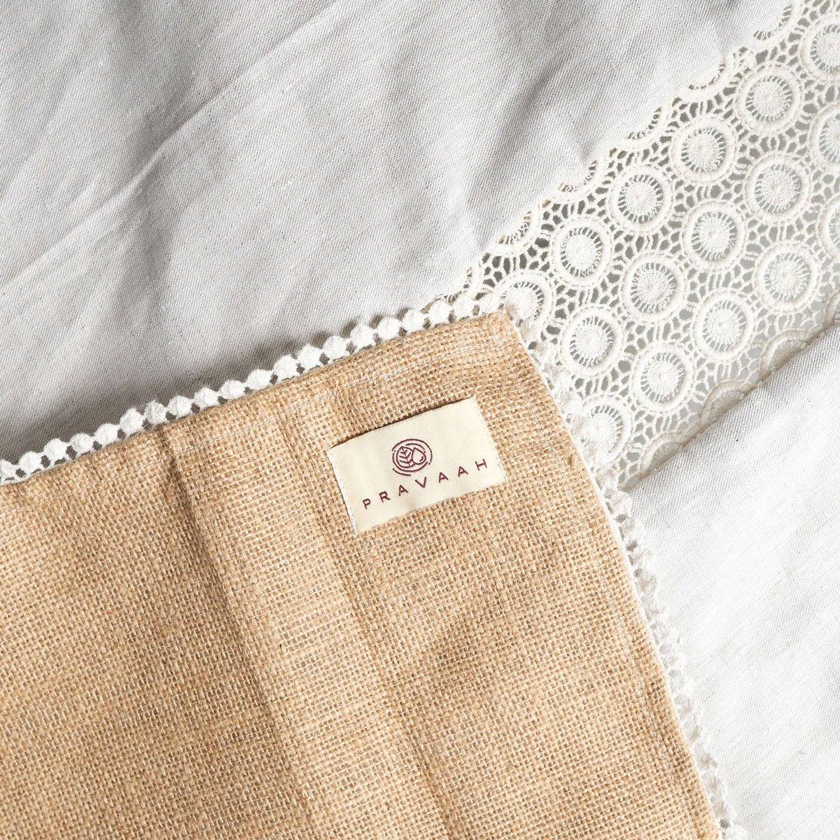 Hemp and Jute Reversible Table Runner with Lace detailing