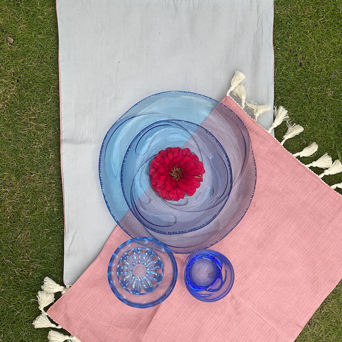 Hemp and Organic Cotton Reversible Table Mats | Pink & Grey