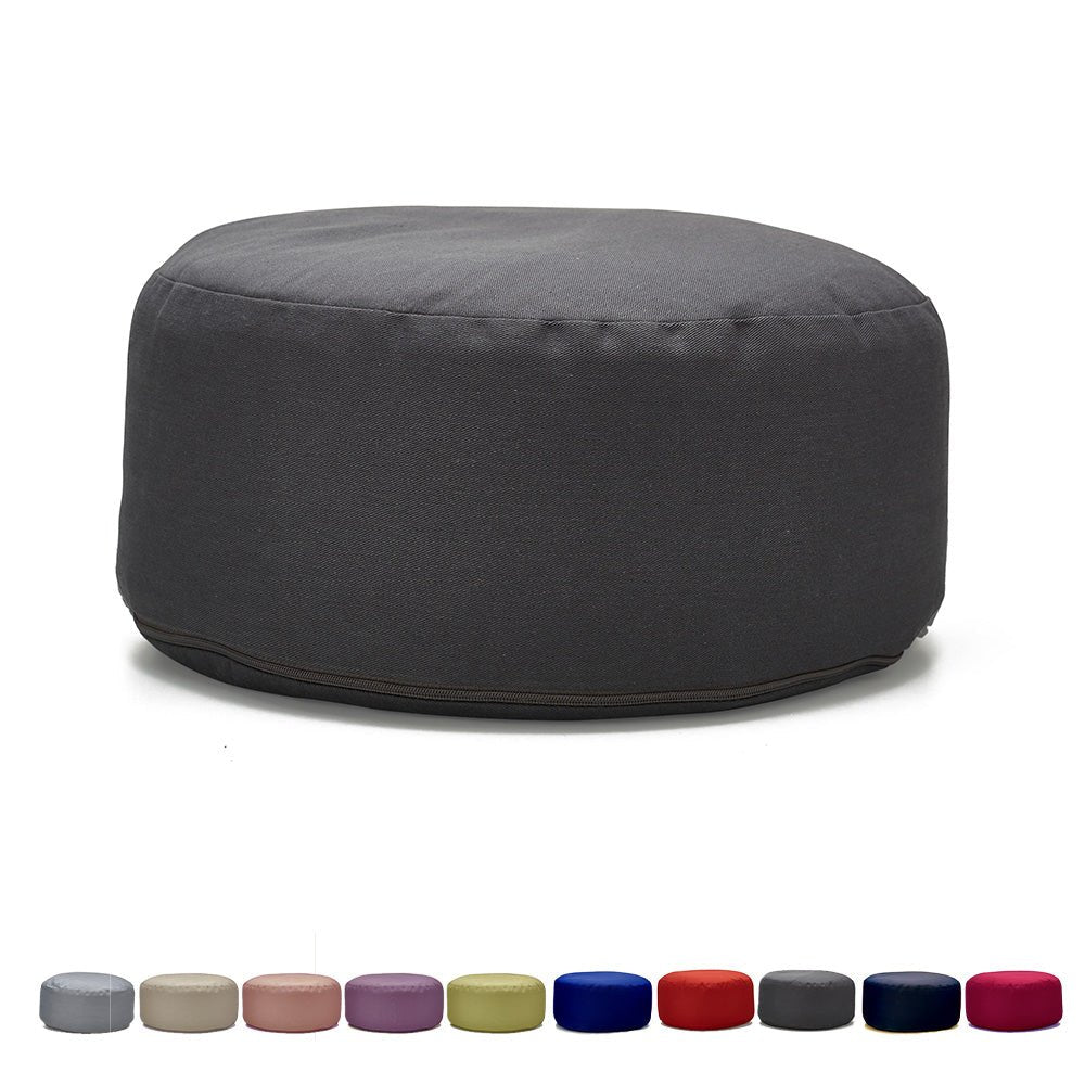 Hi-Zafu Meditation Cushion filled with Buckwheat Hulls- Dark Grey