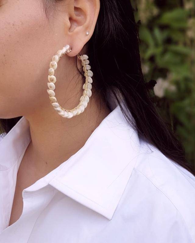 Hoop Milky White Earring