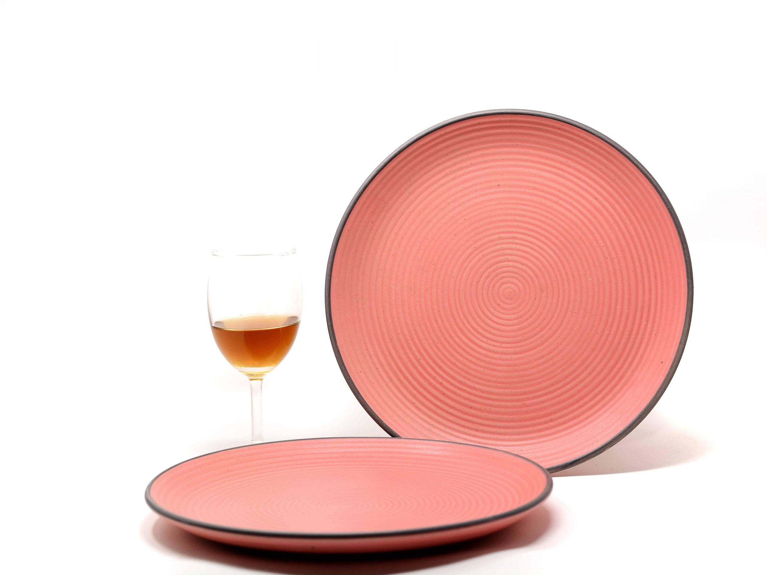 Kitchenwala Luxury Pink Ceramic plates (Set of 2)