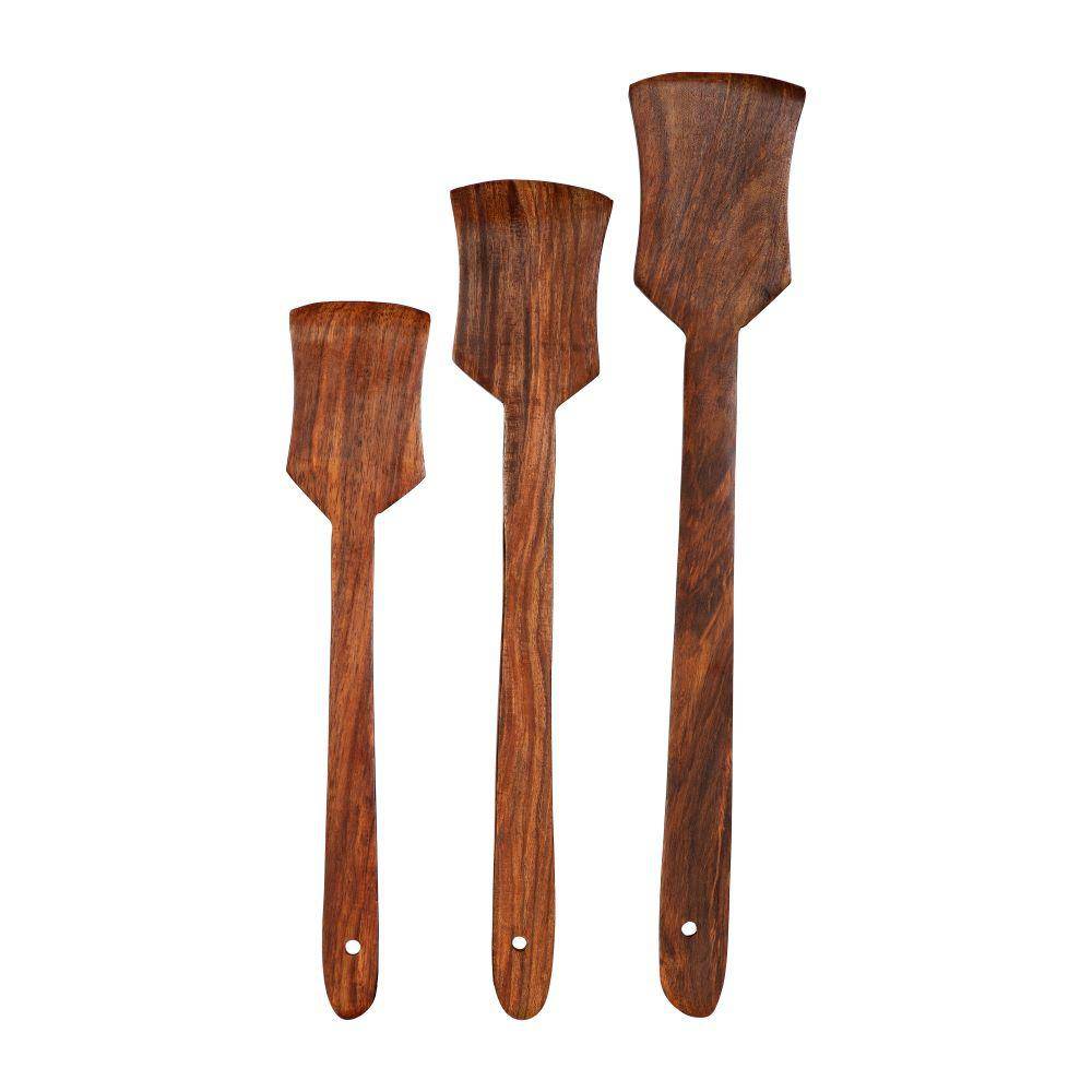 Indian Rosewood or Sheesham Spatula or Palta Set I of 3 - Wooden