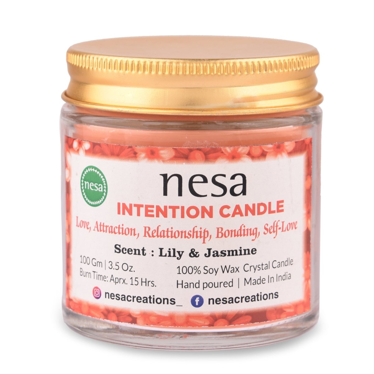 Intention Crystal Soy Wax Candle | Lily & Jasmine | 100 g