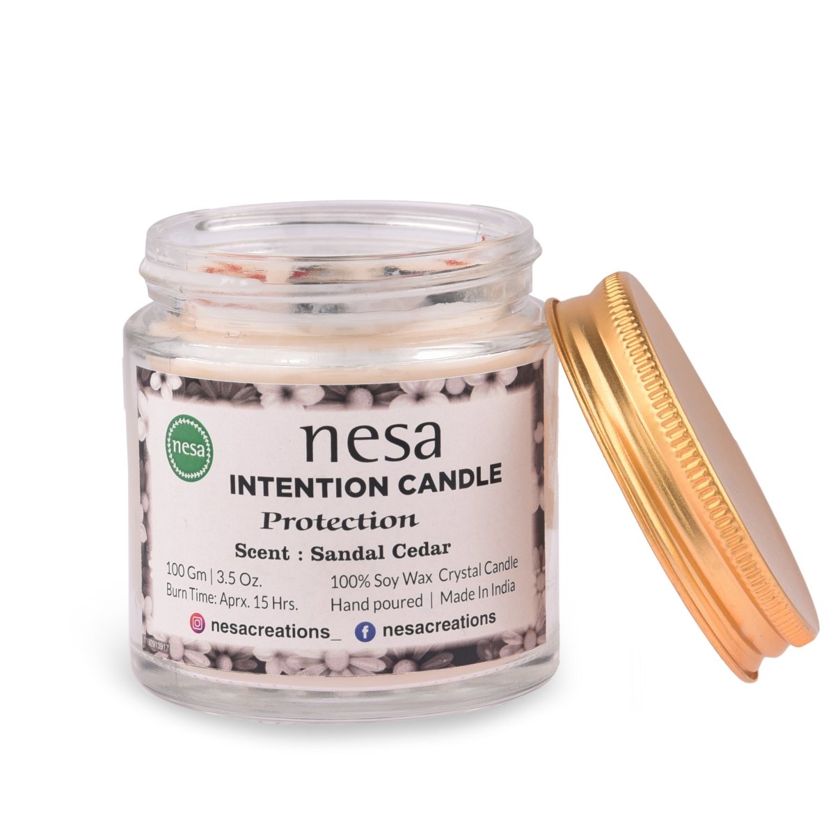 Intention Crystal Soy Wax Candle Sandal Cedar | 100 g