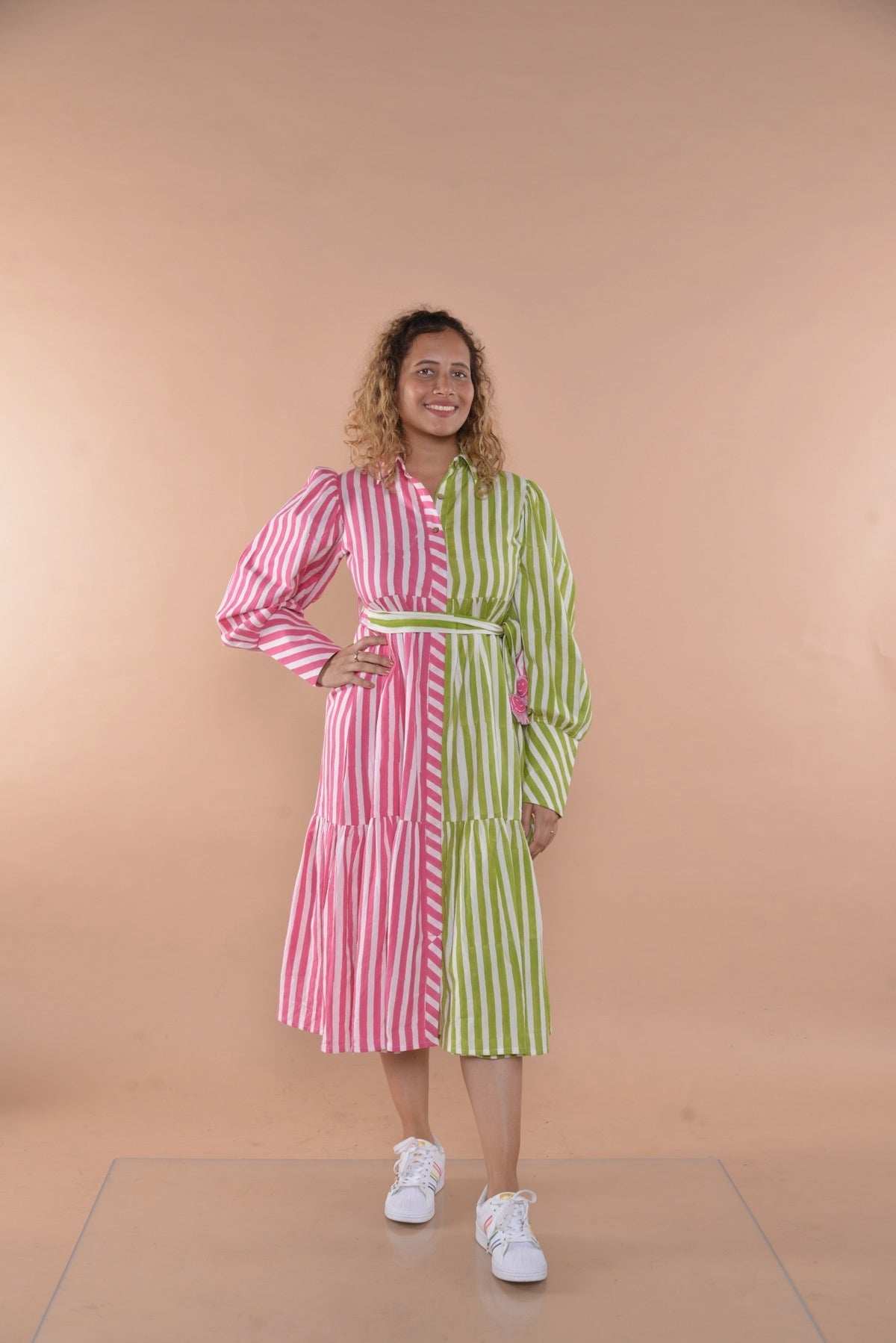 Ira Patternblock Stripe Handloom Cotton Dress
