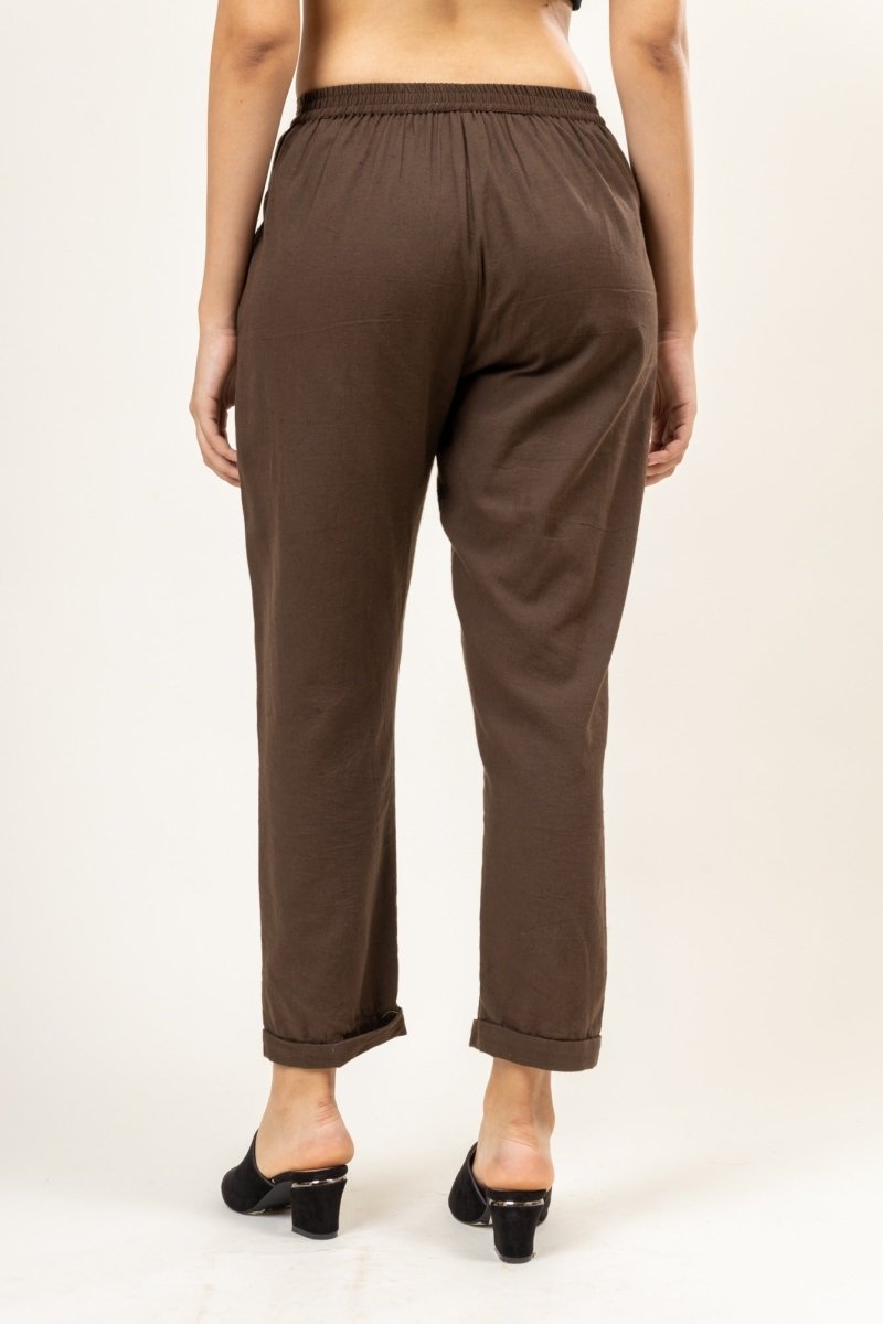 Jade Brown Upcycled Cotton Slub Pants