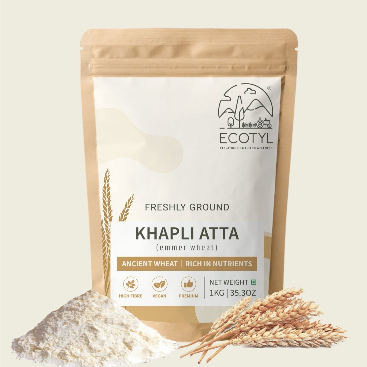 Khapli Atta | Emmer Wheat | Low Gluten | 1kg