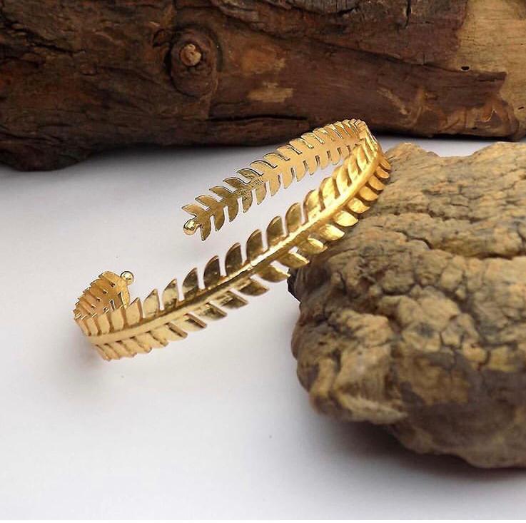 Leaf Gold Plated Brass Bangles