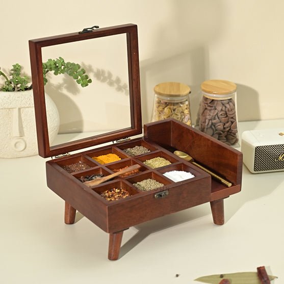 Legged Wooden Spice Box