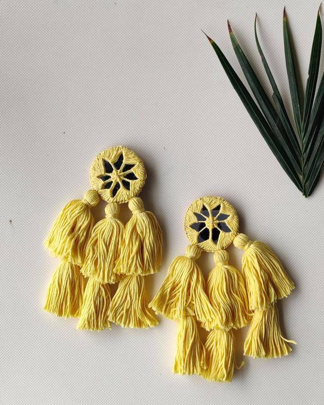 Lehar Canary Yellow Handmade Earrings