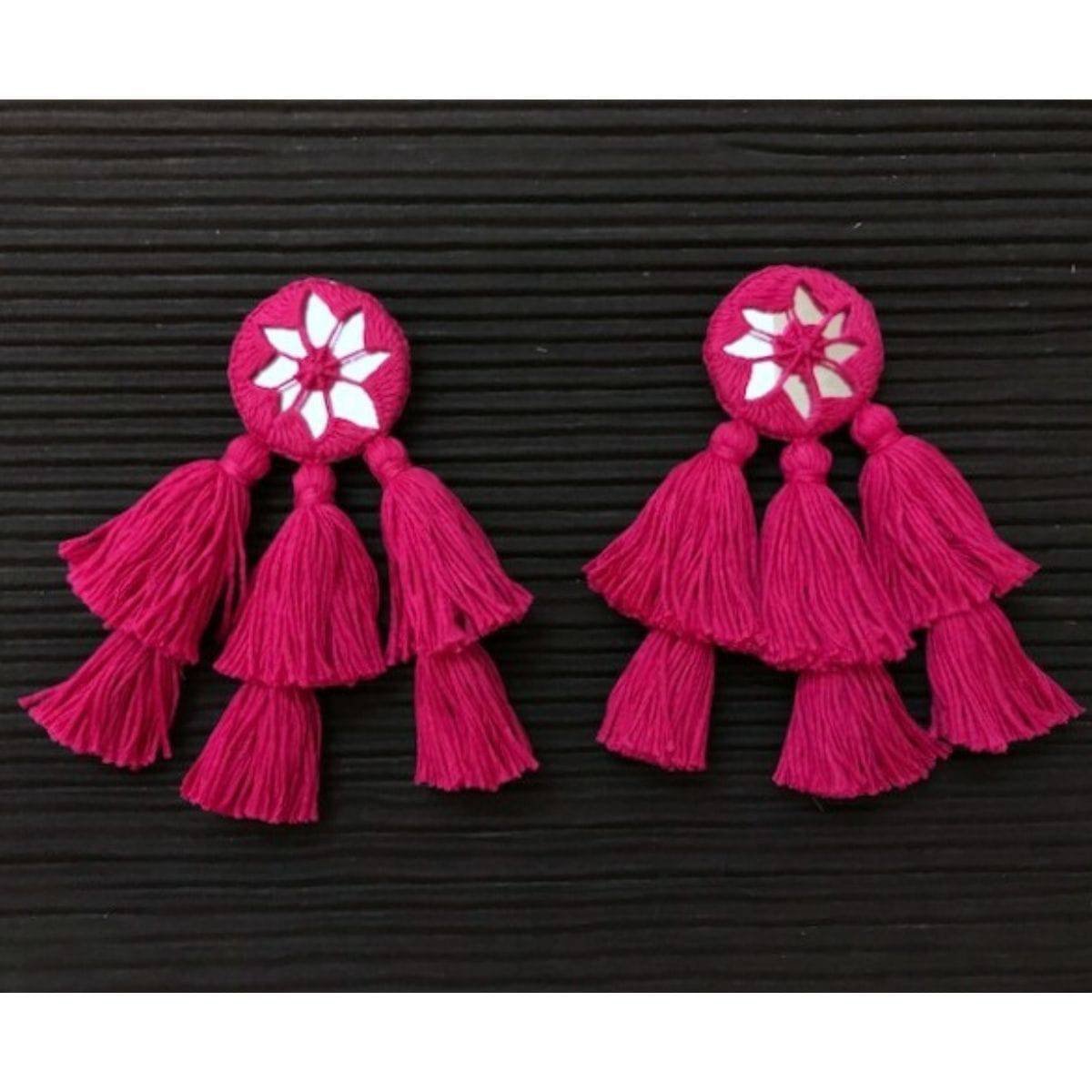 Lehar Hot Pink Handmade Earrings