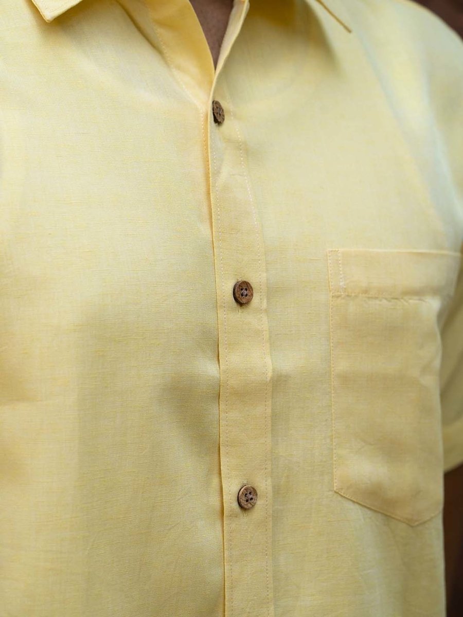 Lemon Yellow Half Sleeve Shirt in TENCEL™ Lyocell Linen