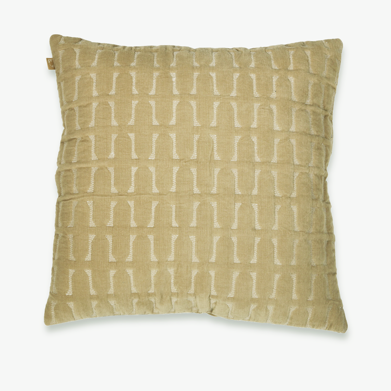 Cotton Cushion Cover | Twig Embroidered | Yellow | 45 x 45 cm