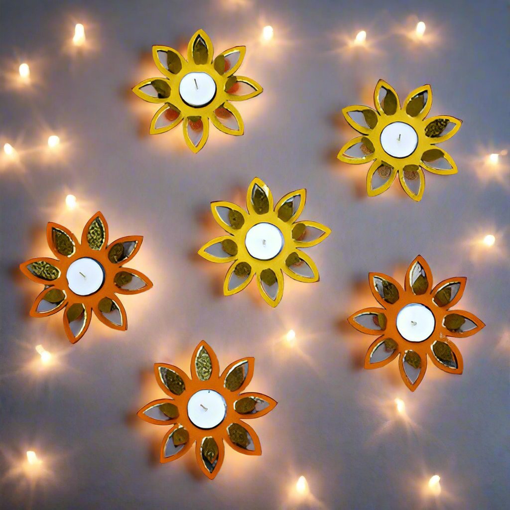 Lily Flower Paper Diya Rangoli - Set of 6